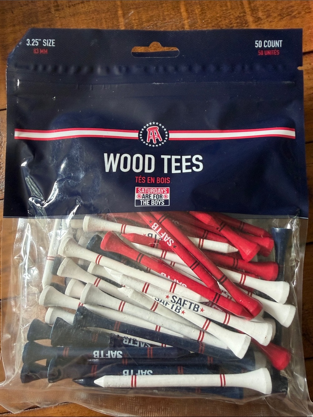 Barstool 3.25 83MM Wood Golf Tees - Red, White & Blue (100 Count)